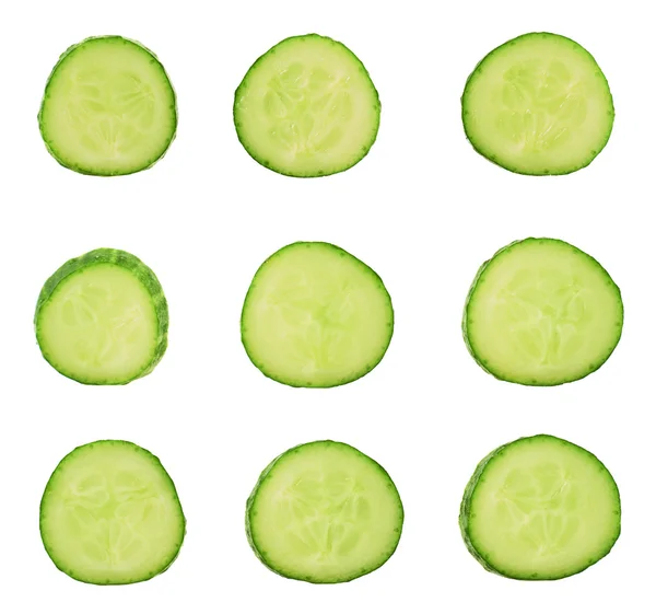 Sliced cucumber pieces isolated — Stock Photo, Image
