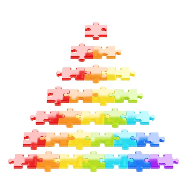 Pyramid made of puzzle pieces isolated — Stock Photo, Image