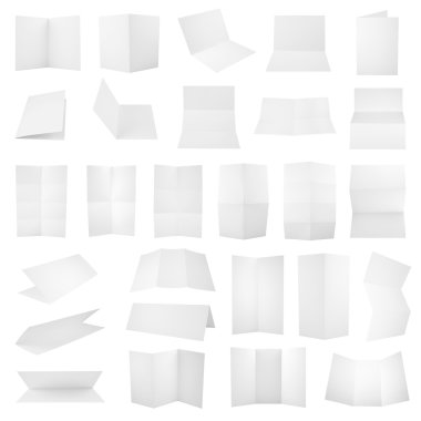Set of folded A4 paper sheets clipart