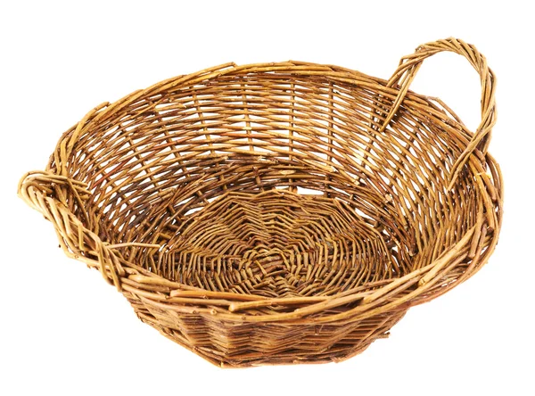 Brown wicker basket isolated — Stock Photo, Image