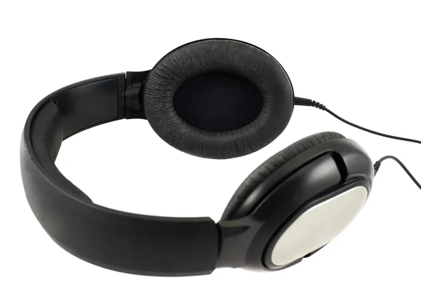 Černá sluchátka s drát — Stock fotografie