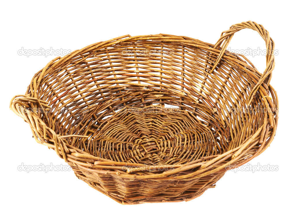 Brown wicker basket isolated