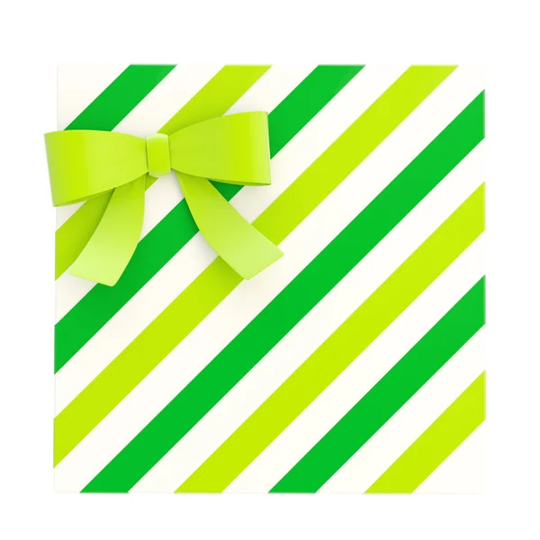 Wrapped gift box with a bow and ribbon — Stock Photo, Image