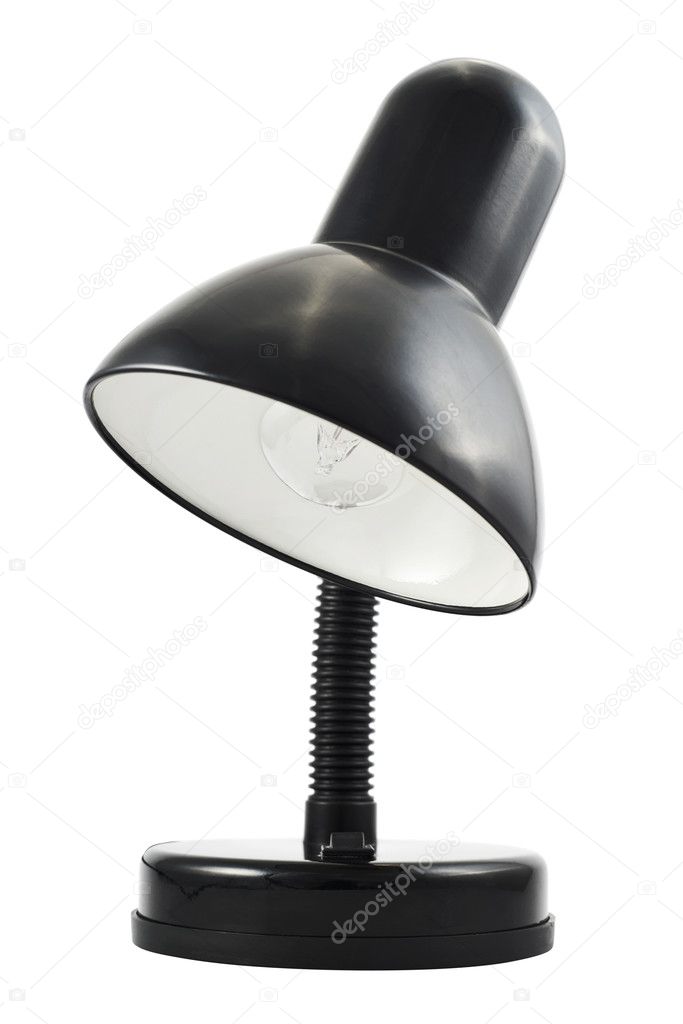 Black office table lamp isolated