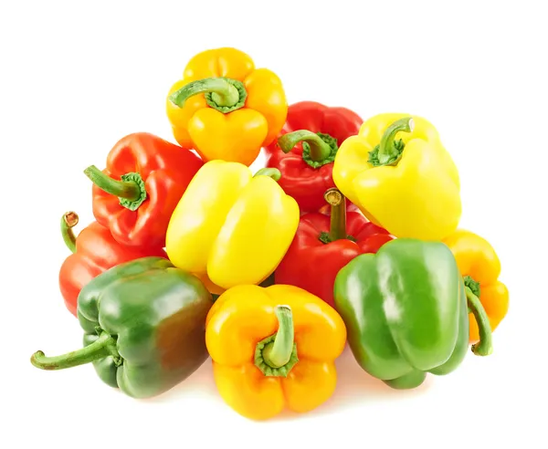 Pile of colorful bell peppers isolated — Stock Photo, Image
