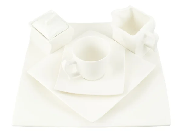 Sucre bol, tasse et plat carré composition — Photo