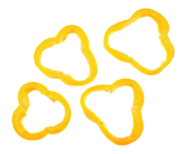 Set of sliced bell pepper section pieces