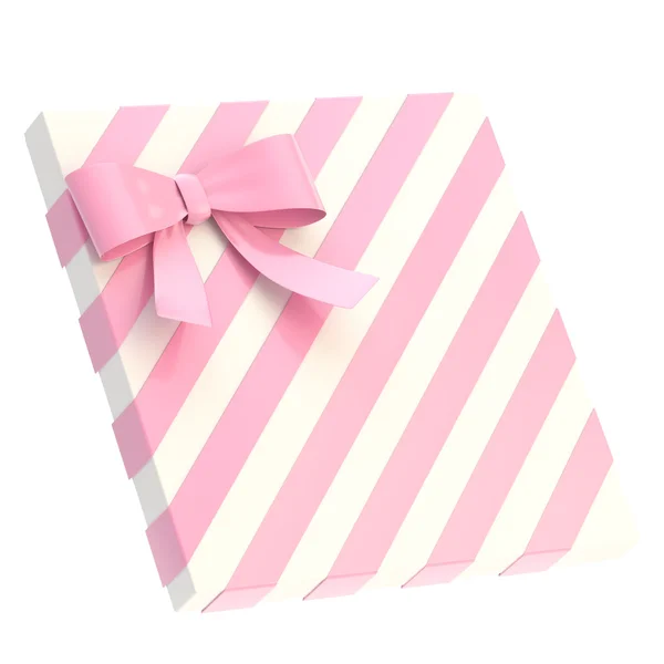 Wrapped gift box with a bow and ribbon — Stock Photo, Image