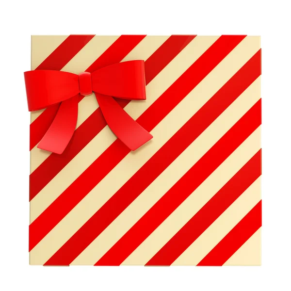 Wrapped gift box with a bow and ribbon — Stock Photo, Image