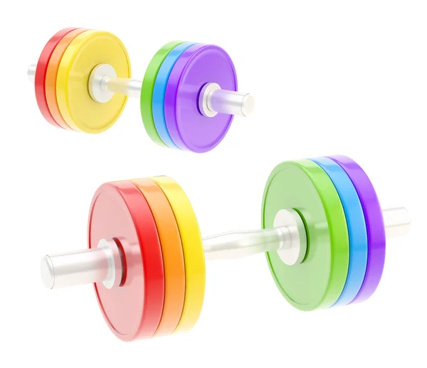 Two adjustable metal dumbbell composition — Stock Photo, Image