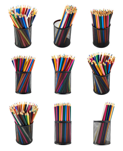 Подставка для карандашей, полная карандашей
