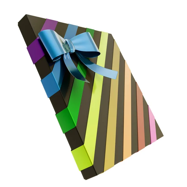 Wrapped gift box with a bow and ribbon — Stock Photo, Image