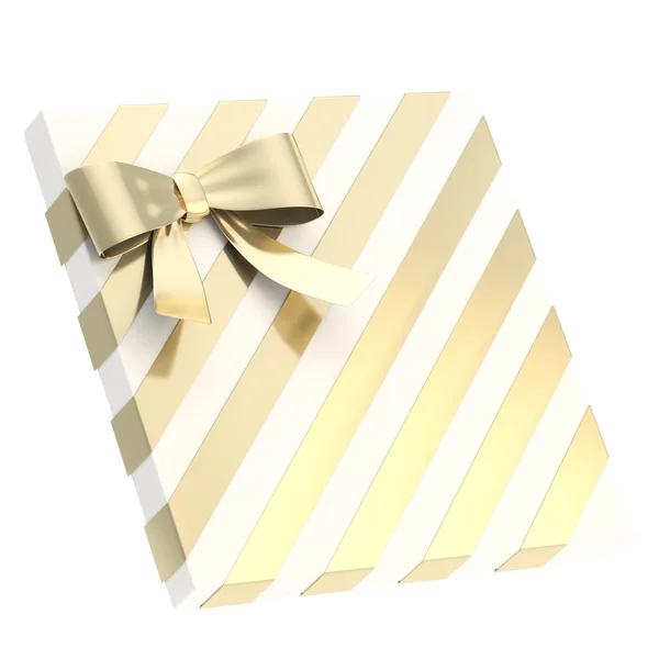 Wrapped gift box with a bow and ribbon — Stock Photo, Image