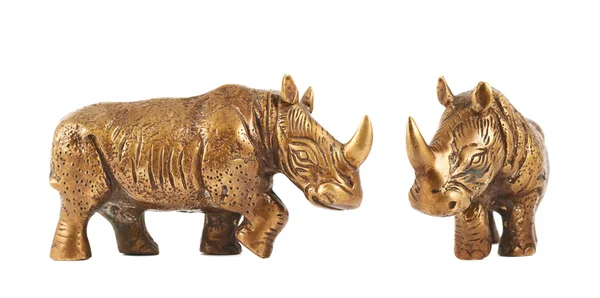 Rinoceronte scultura rinoceronte isolato — Foto Stock