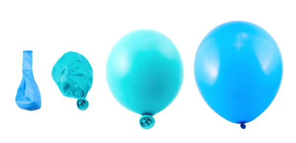 Quattro stadi di inflazione dei palloncini isolati — Foto Stock
