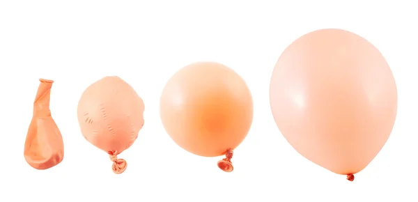 Четыре этапа инфляции воздушных шаров изолированы — стоковое фото