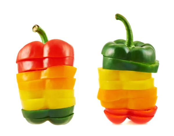 Sliced sweet bell pepper isolated — Stock Photo, Image