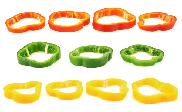 Set of sliced bell pepper section pieces — Stock Photo, Image