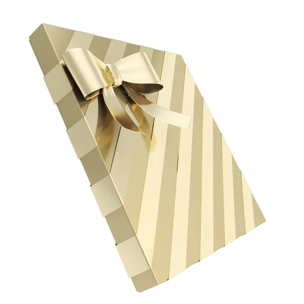 Τυλιγμένο δώρο κουτί με ένα φιόγκο και κορδέλα — Φωτογραφία Αρχείου