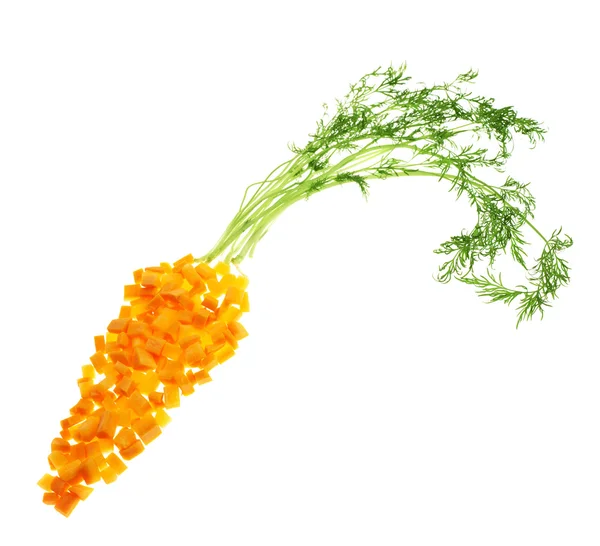Forma de zanahoria hecha de verduras y trozos de zanahoria —  Fotos de Stock