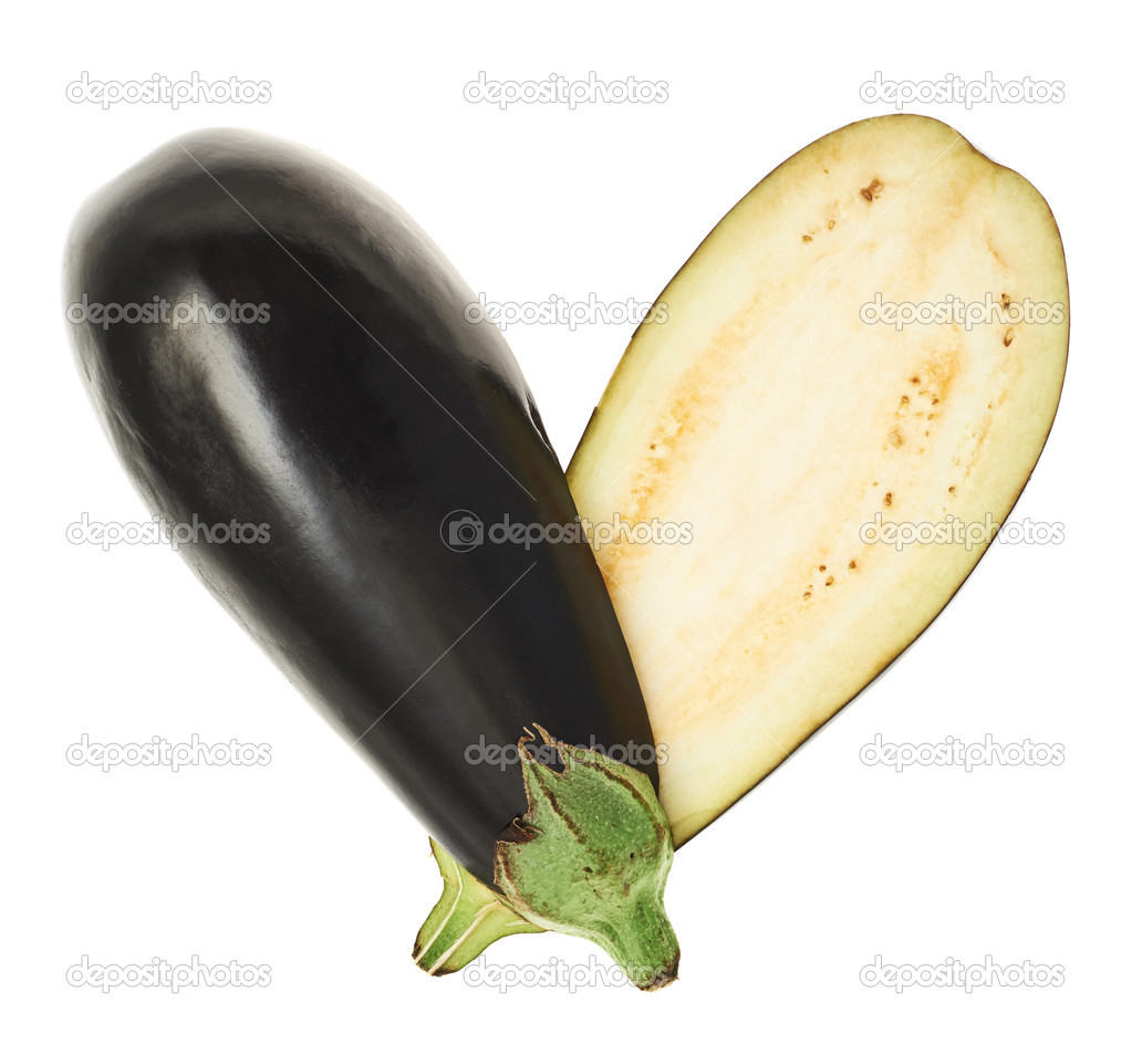 Heart shape made of eggplant halves