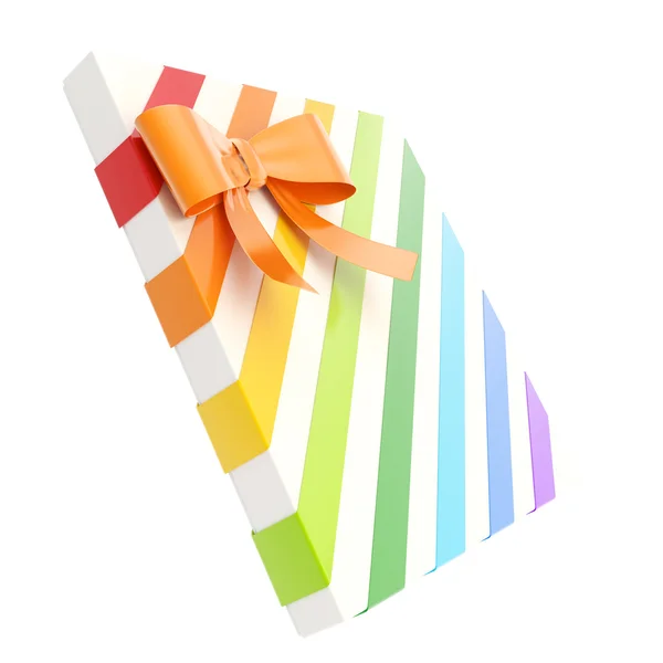 Wrapped gift box with a bow and ribbon — Stock Photo, Image