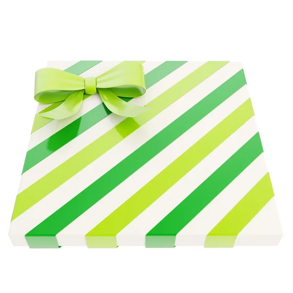 Wrapped gift box with a bow and ribbon — Stock Photo, Image