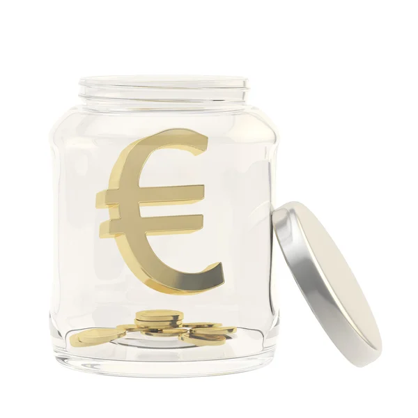 Znak měny euro v sklenice — Stock fotografie