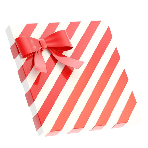 Wrapped gift box with a bow and ribbon — Stock Photo, Image