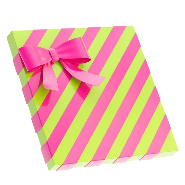 Wrapped gift box with a bow and ribbon — Stock Photo, Image