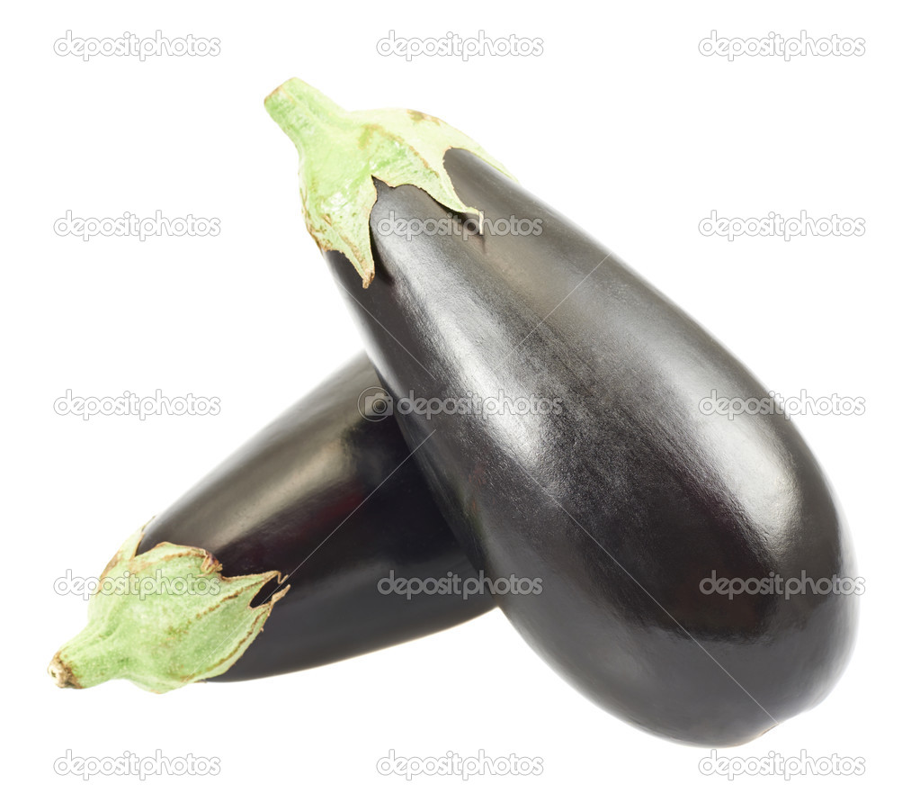 Eggplants, one over another isolated