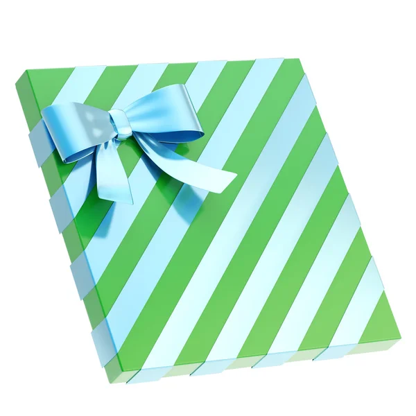 Wrapped gift box with a bow and ribbon — Stock Photo, Image