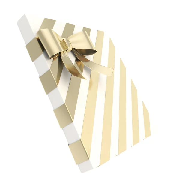 Boîte cadeau enveloppée avec un arc et un ruban — Photo