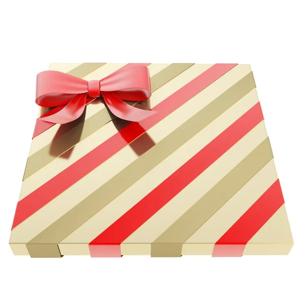 Wrapped gift box with a bow and ribbon — Stock Photo, Image