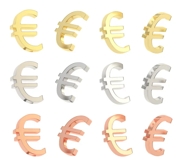 Conjunto de sinais de moeda euro isolado — Fotografia de Stock