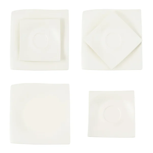Square ceramic plate isolated — Stock Photo, Image