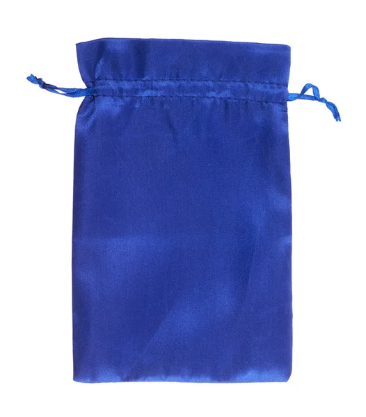 Sacchetto blu coulisse imballaggio isolato — Foto Stock