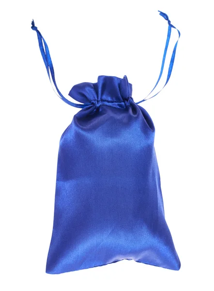 Blue drawstring bag packaging isolated — Stock Photo, Image