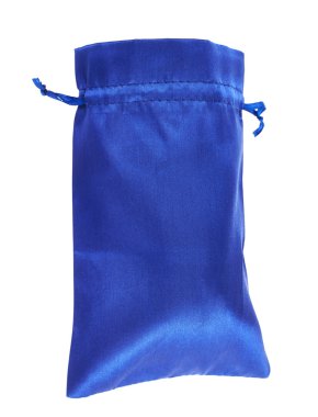 Blue drawstring bag packaging isolated clipart
