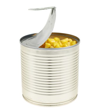 metal-can tam izole Mısır taneleri