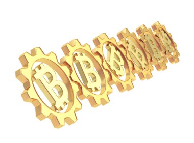 satır bir vites bitcoin işareti ile izole