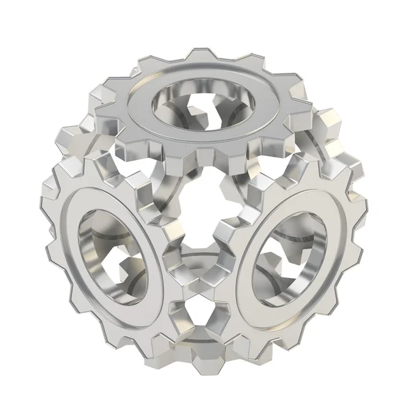 Sphere made of cogwheel gears isolated — Stock Photo, Image