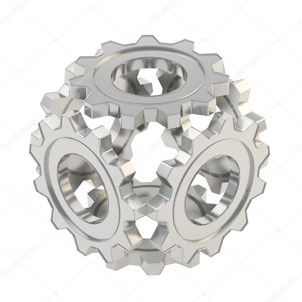 Sphere made of cogwheel gears isolated