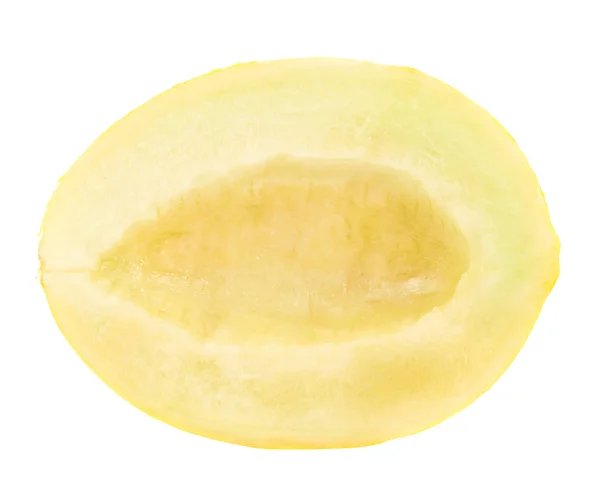 Metade cortada de um melão isolado — Fotografia de Stock