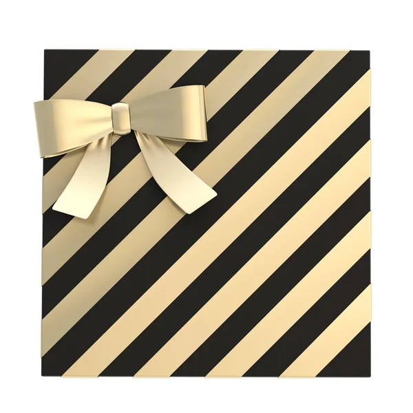 Wrapped gift box with a bow and ribbon — Stock Photo, Image