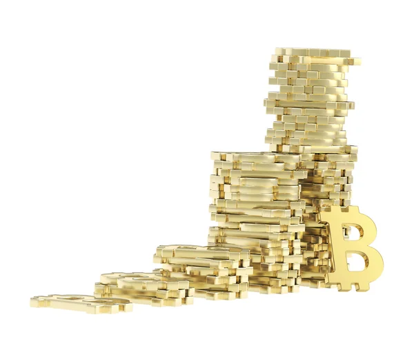 Stacks of bitcoin signs isolated — Stock Photo, Image