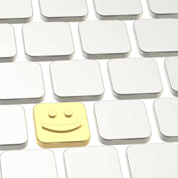 Szczęśliwy uśmiech klawiatury przycisk kompozycja — Zdjęcie stockowe