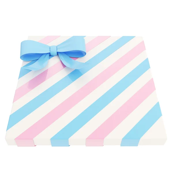 Wrapped gift box with a bow and ribbon — Stock Photo, Image