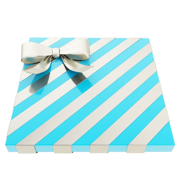 Wrapped gift box with a bow and ribbon — Stock Photo, Image