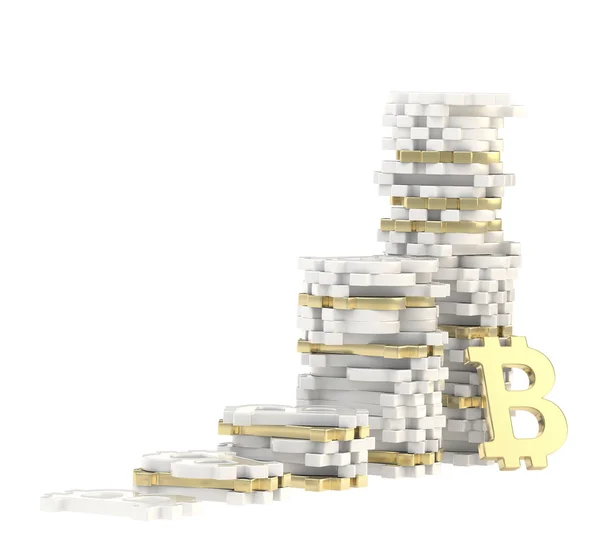 Stacks of bitcoin signs isolated — Stock Photo, Image